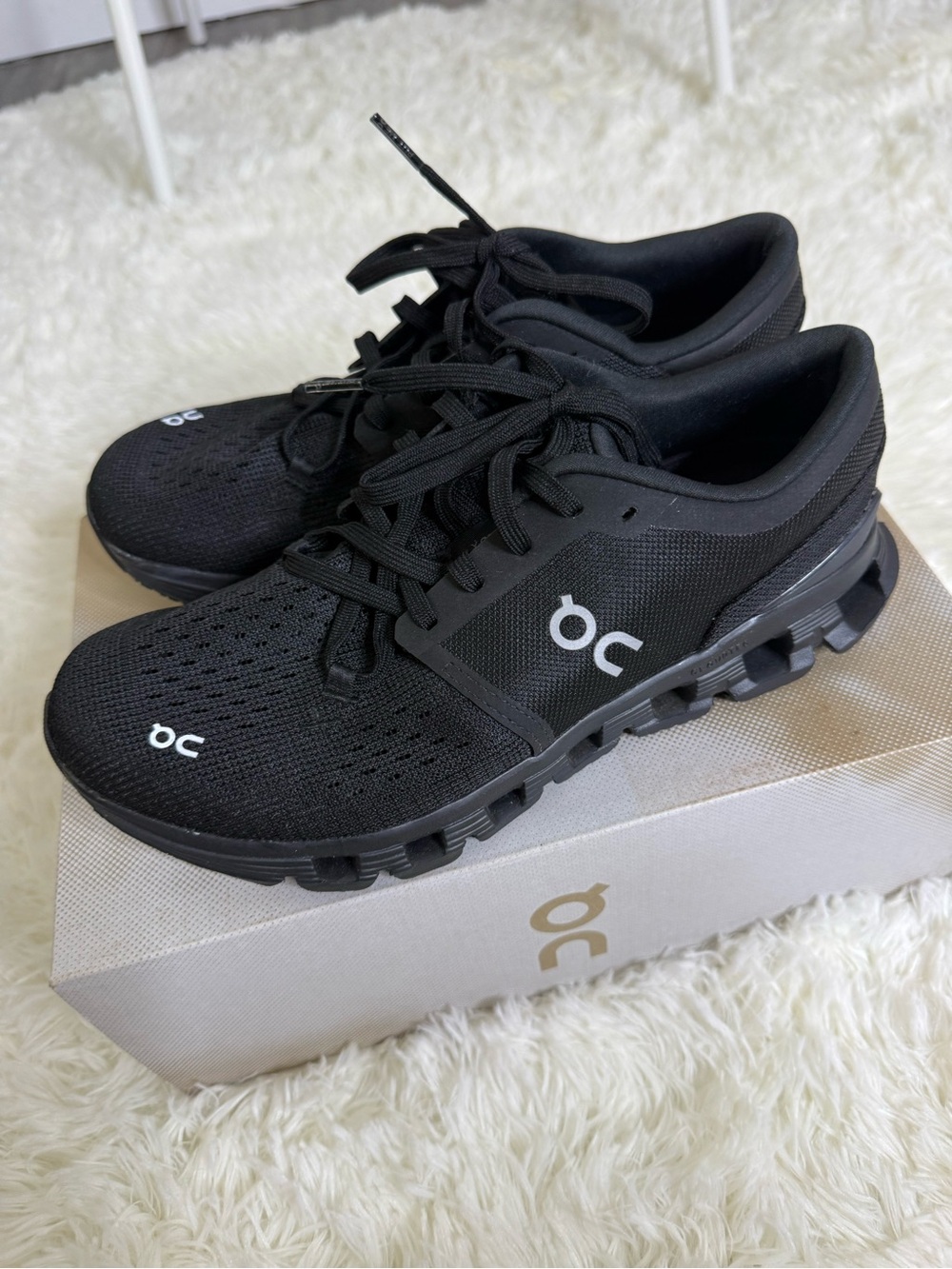 On Cloud Running Women’s Cloud X4 Trainer Athletic Shoes - Black